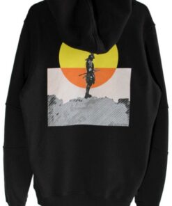 Lisanslı Özel Tasarım Samuray Eskitme Baskılı Kapüşonlu Hoodie Sweatshirt