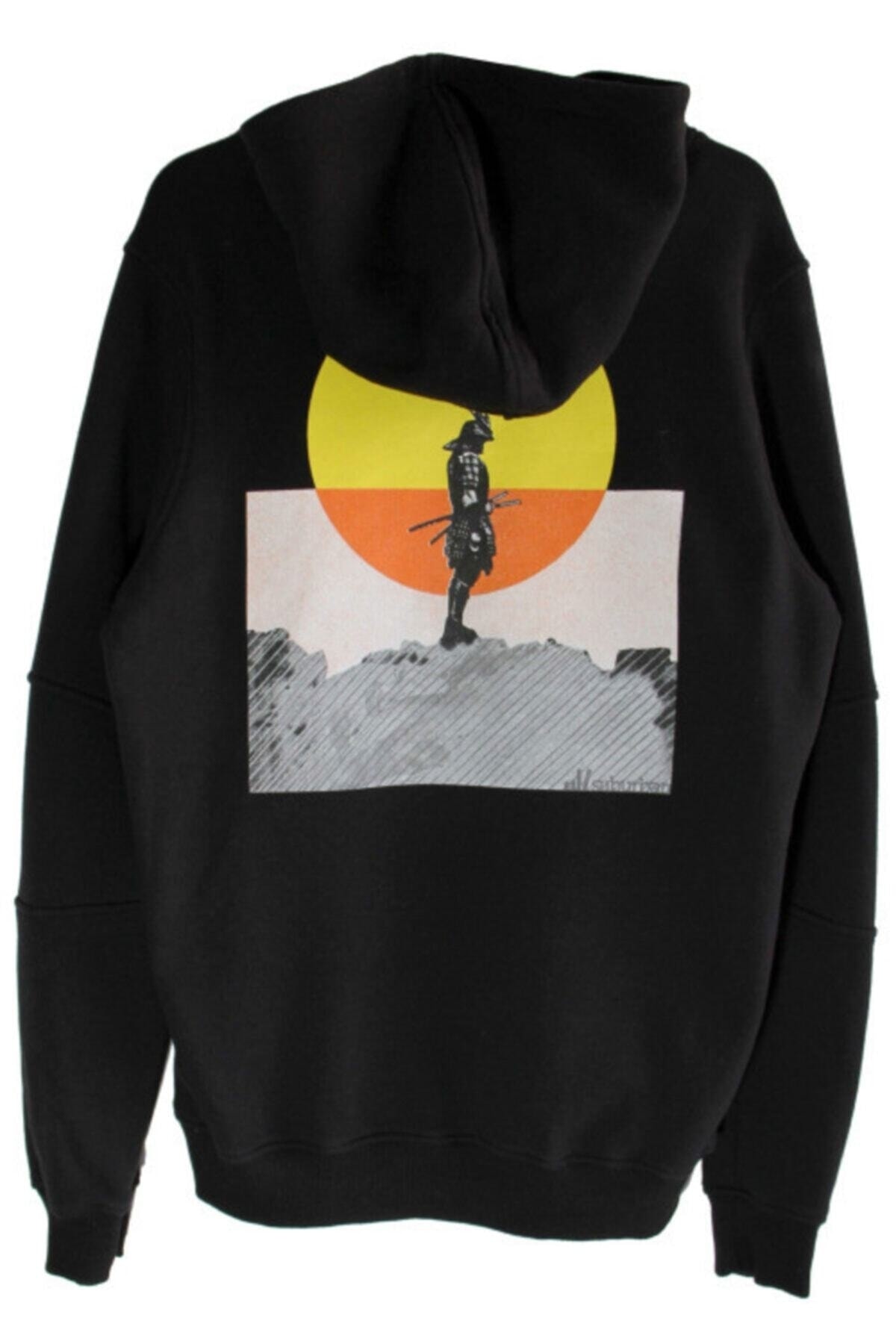 Lisanslı Özel Tasarım Samuray Eskitme Baskılı Kapüşonlu Hoodie Sweatshirt