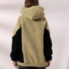 Kadın Polar Peluş Bej Siyah Bloklu Kapşonlu Sweatshirt - Haki-Gri - Görsel 2